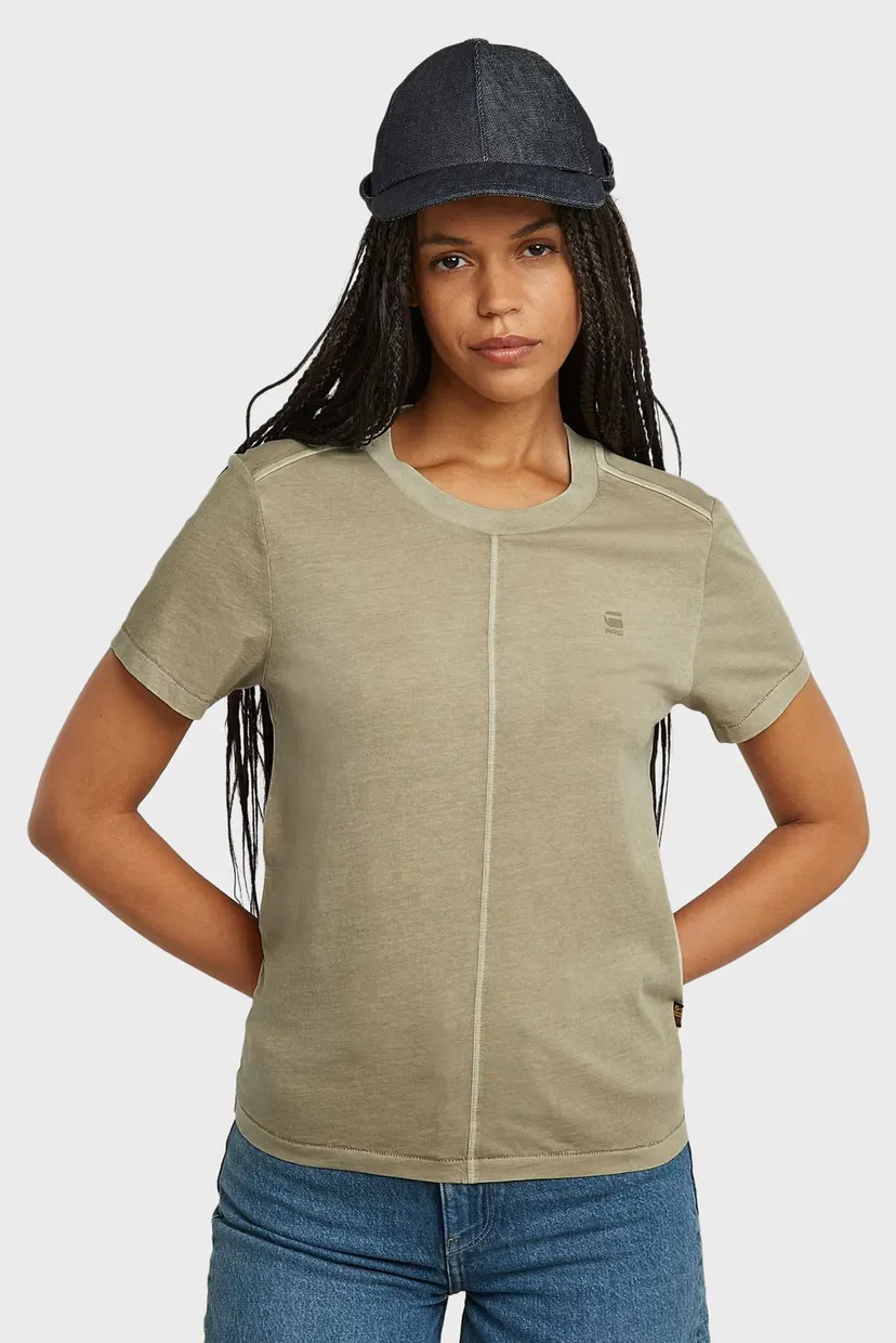 Женская оливковая футболка Overdyed 5
