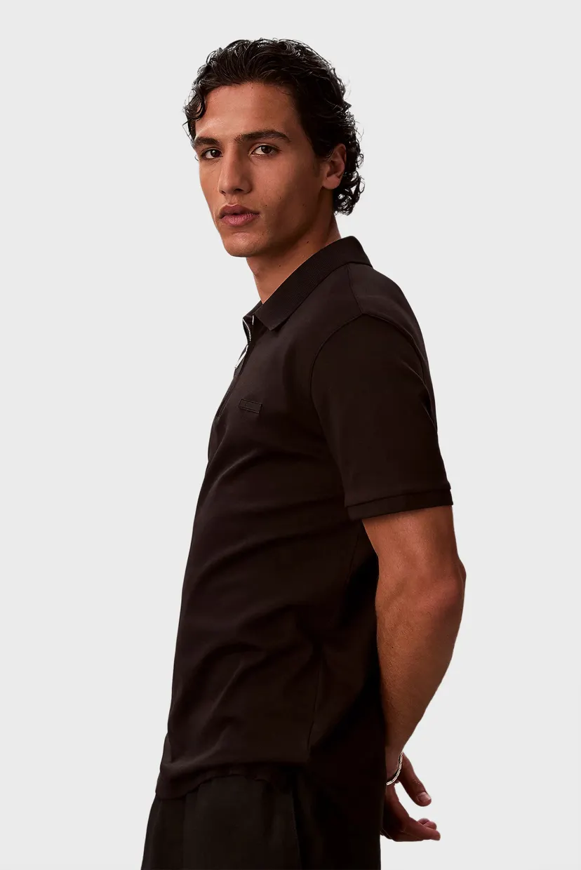 Мужское черное поло SLIM SUPIMA ZIP POLO 3