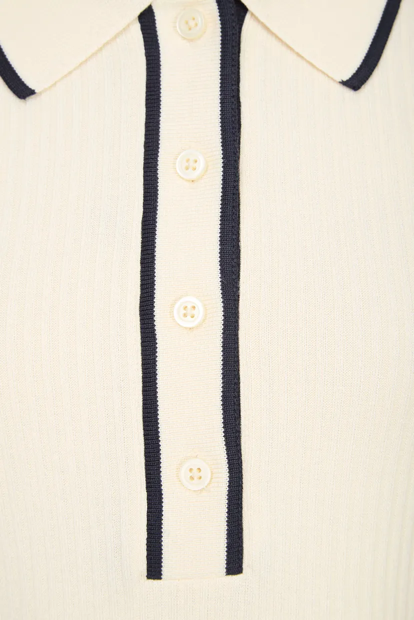 Женское белое поло LIGHTWEIGHT RIBBED SS POLO 4