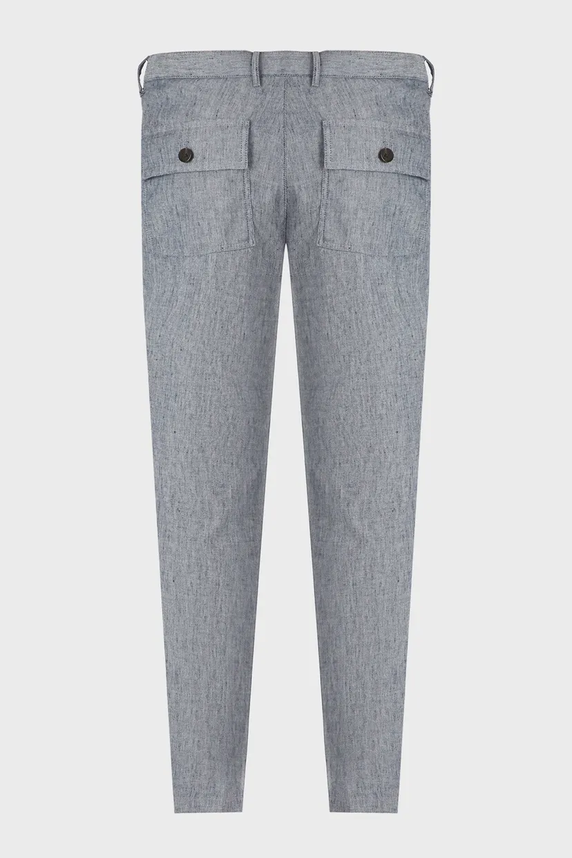 Чоловічі сині лляні брюки LINEN FLAT FELLED PANT 5
