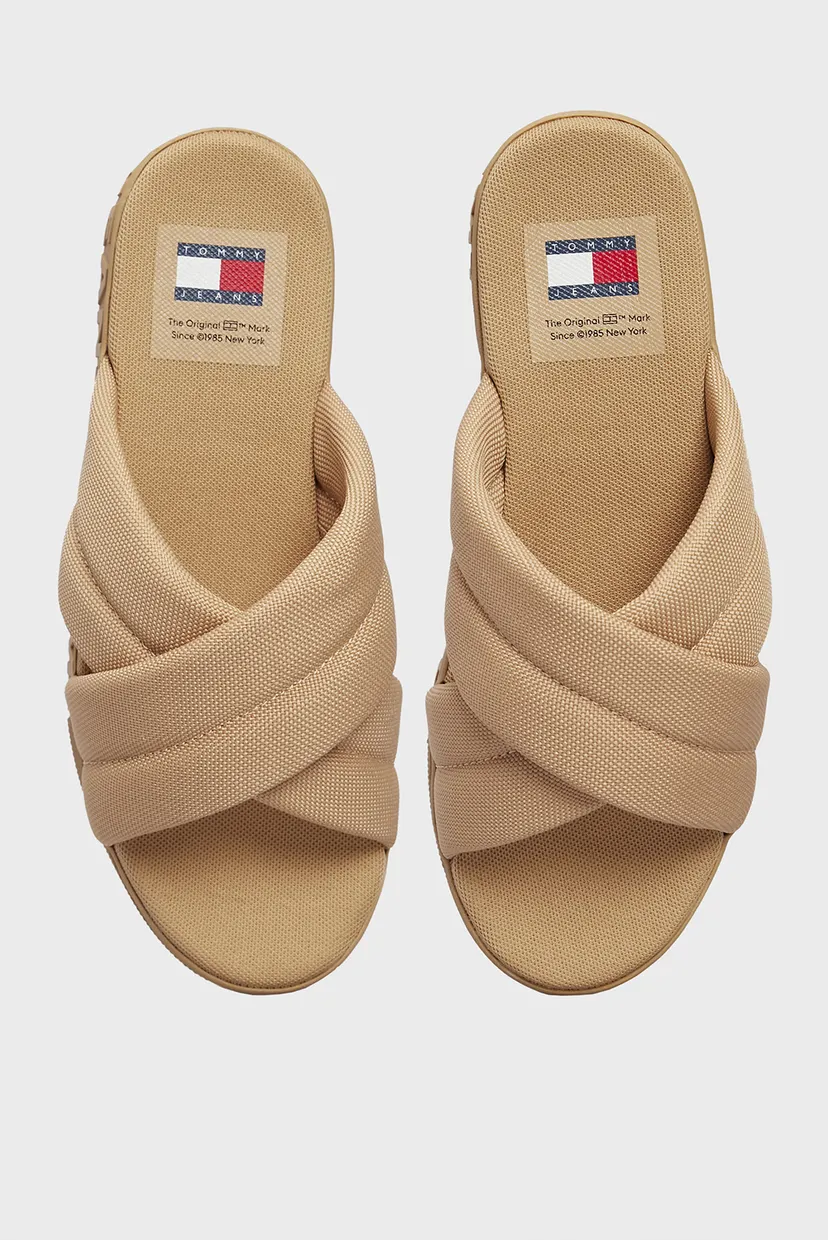 Женские бежевые слайдеры TJW LETTERING FLATFORM SANDAL 4