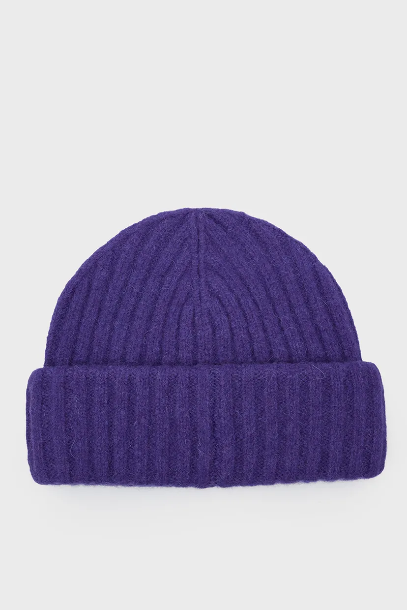 Женская фиолетовая шерстяная шапка RIBBED BEANIE 3