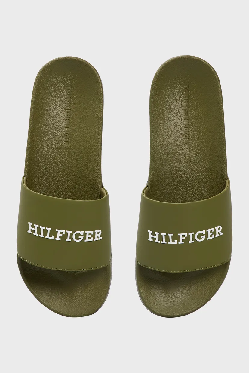 Мужские оливковые слайдеры HILFIGER RAISED POOL SLIDE 4