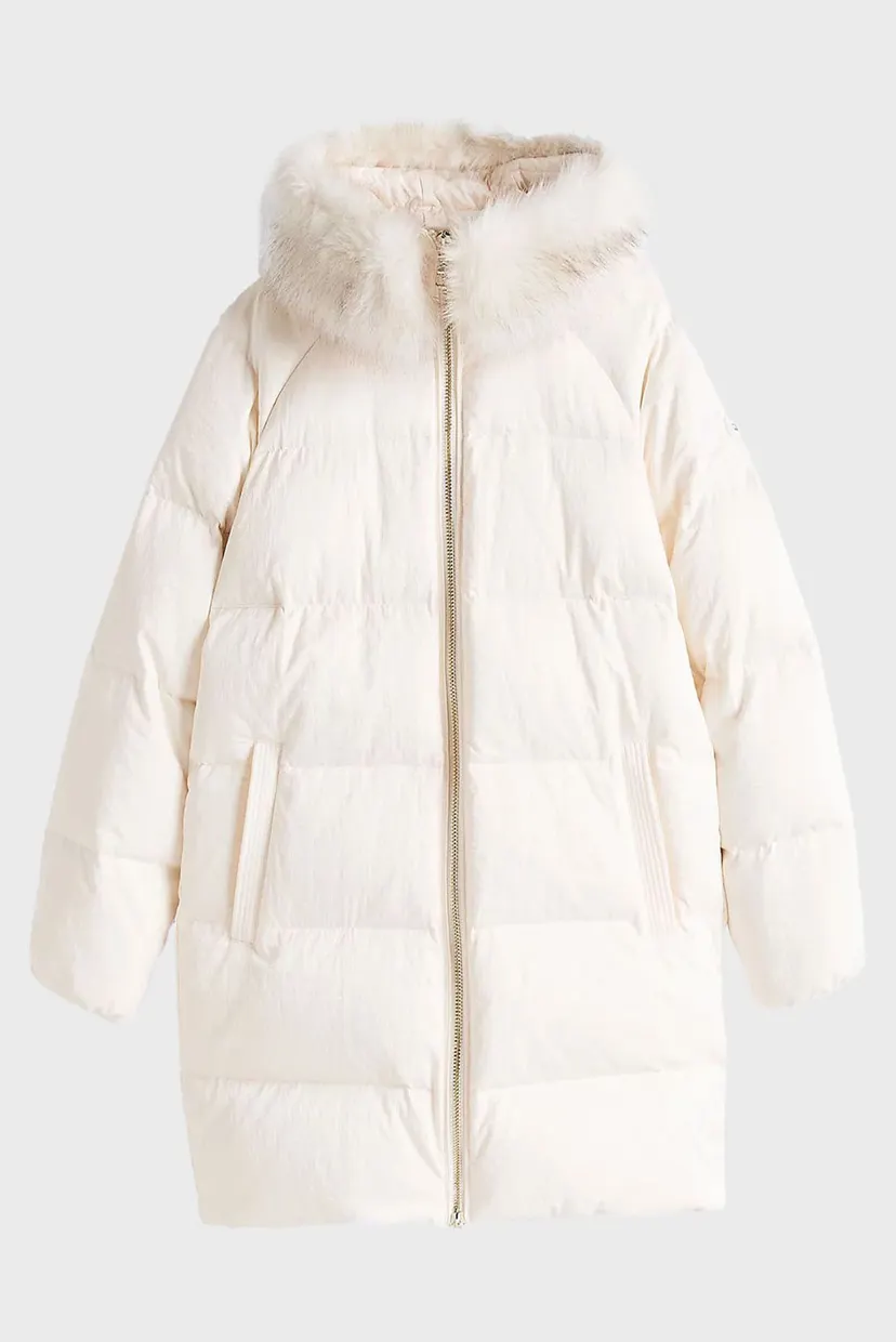 Женский белый пуховик MW DOWN SHIMMER COAT WITH FUR 5