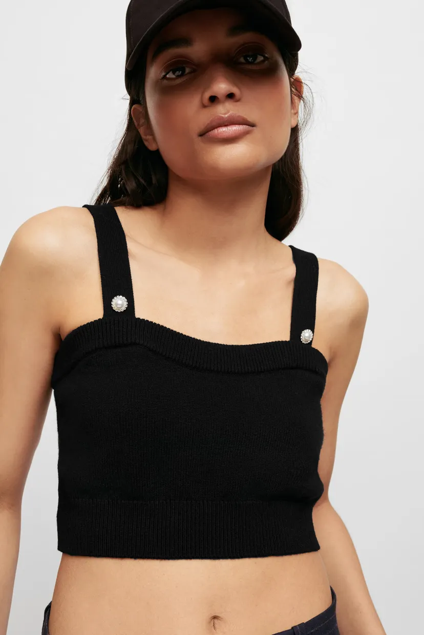Женский черный топ MAJE MFPTO00594-NOIR — MD-Fashion