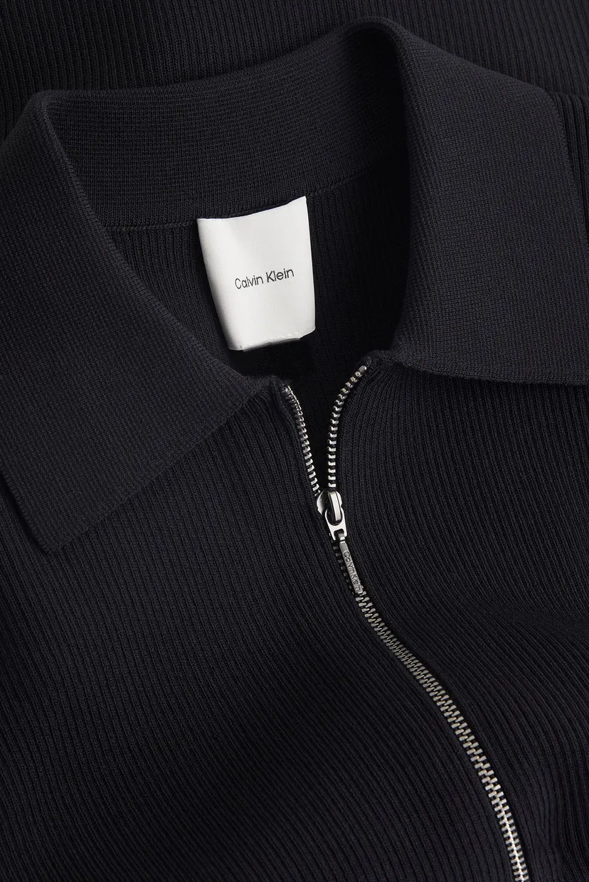 Женское черное поло ICONIC RIB ZIP 5