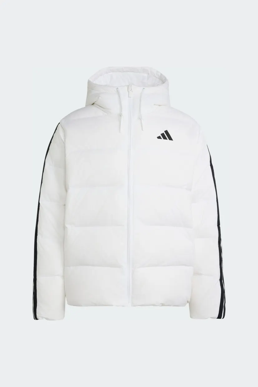 Мужской белый пуховик Essentials Climawarm 3-Stripes Puffer Hooded 5