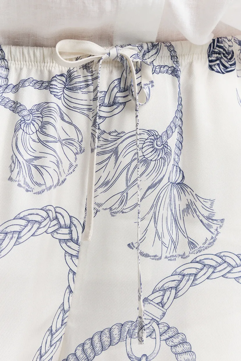 Женские белые брюки с узором REL SAILING PRINT DRAWSTRING PANTS 5
