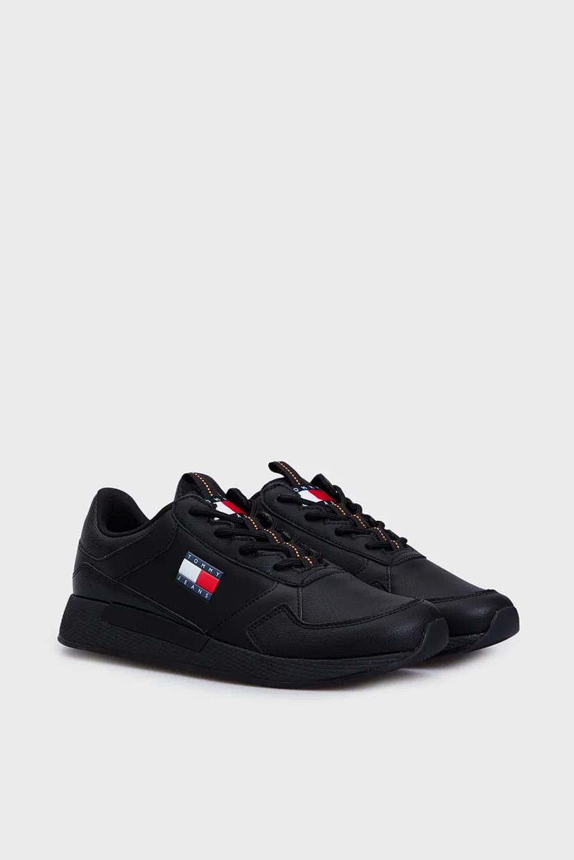 Мужские черные кожаные кроссовки TOMMY JEANS FLEXI RUNNER 3