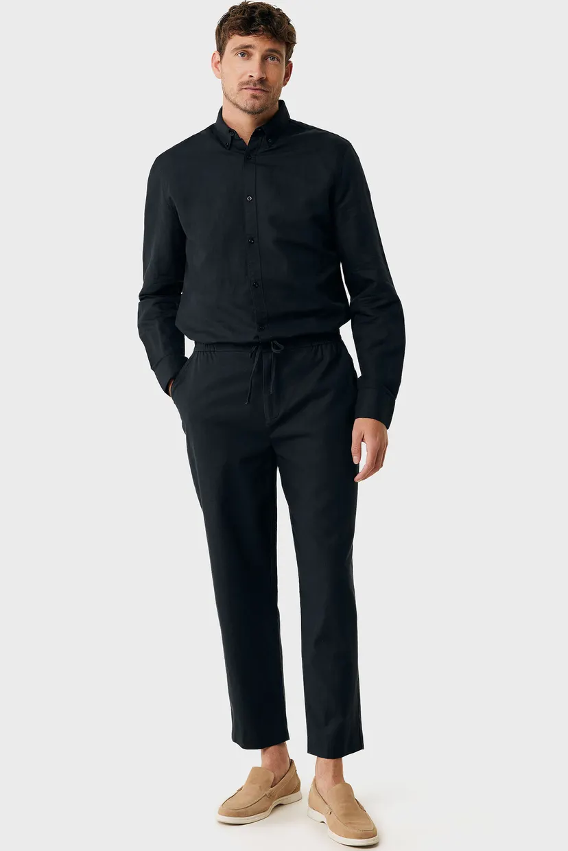 Мужские черные льняные брюки ETHAN Basic linen pants 1