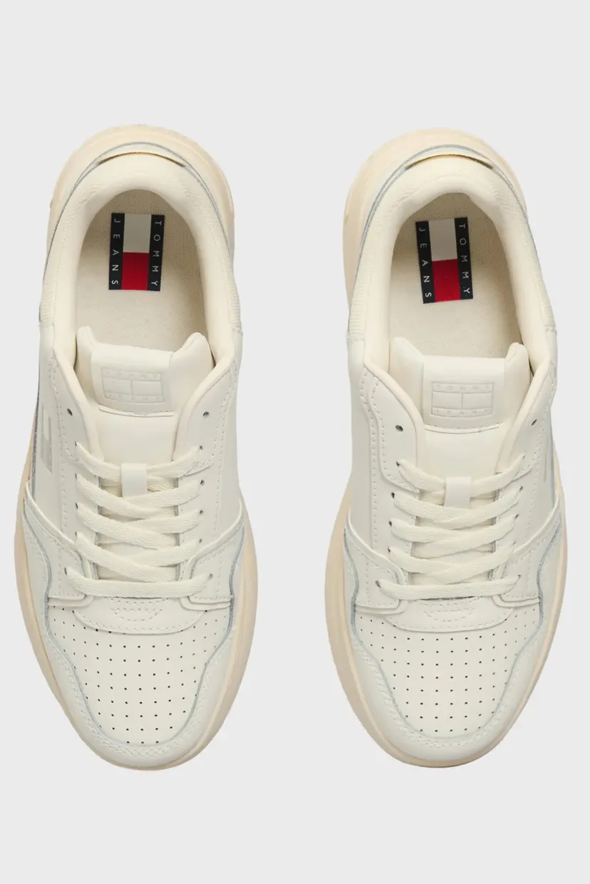 Жіночі білі шкіряні снікерси RETRO BASKET FLATFORM 4