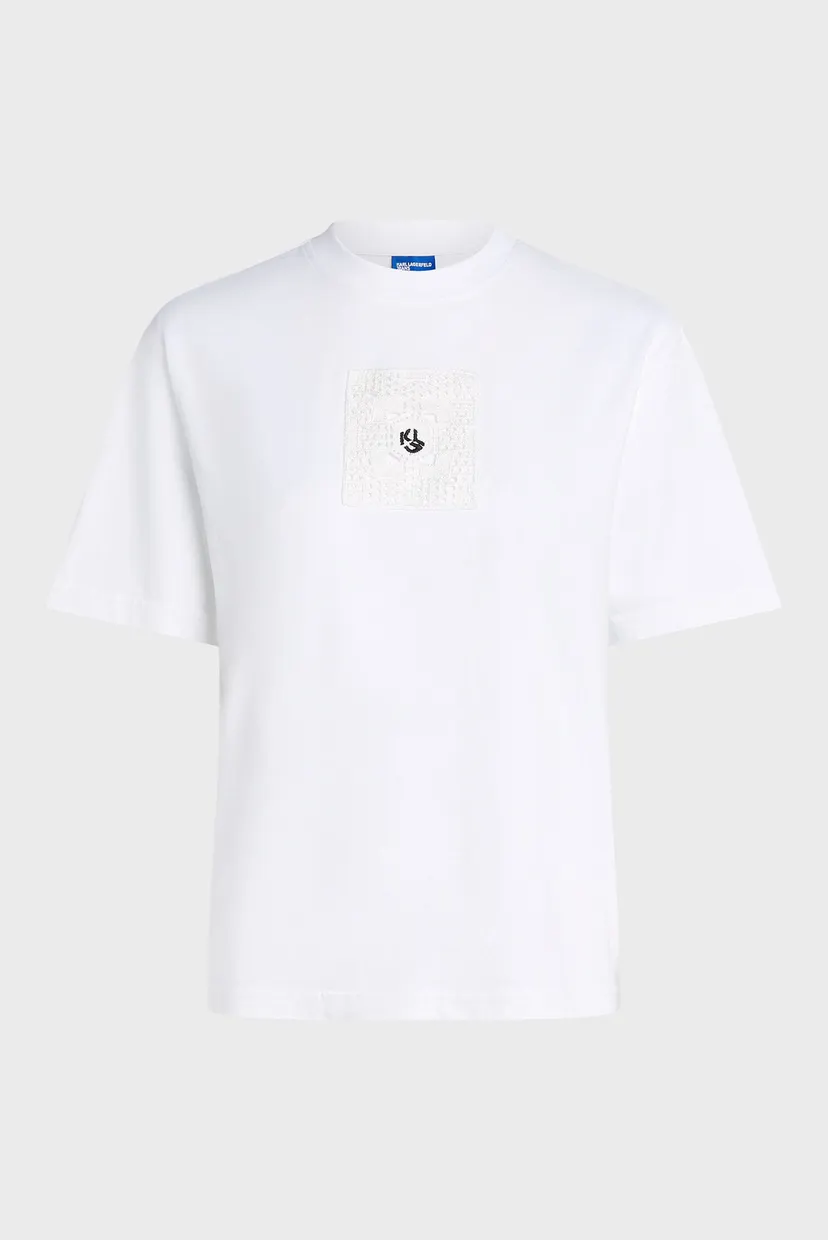 Жіноча біла футболка REGULAR CROCHET TEE 5