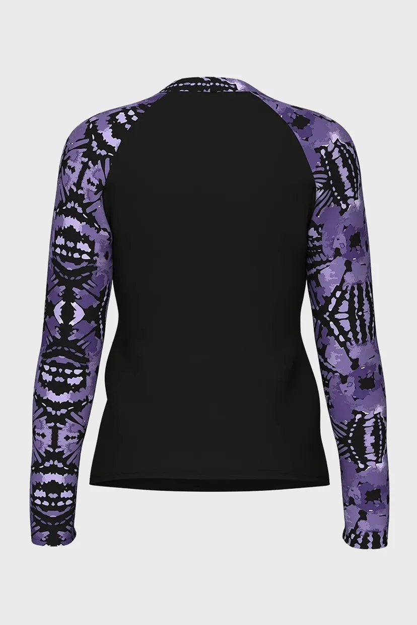 Жіночий чорний лонгслів SWIM L/S RASH VEST ALLOVER 6