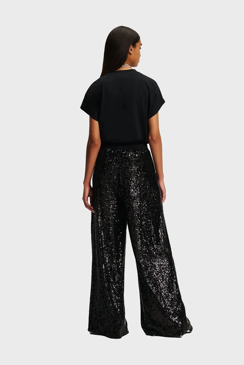 Женские черные брюки JERSEY FLUID SEQUIN PANTS 3