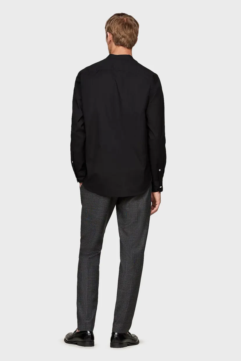 Мужская черная рубашка NATURAL SOFT SOLID MAO RF 3