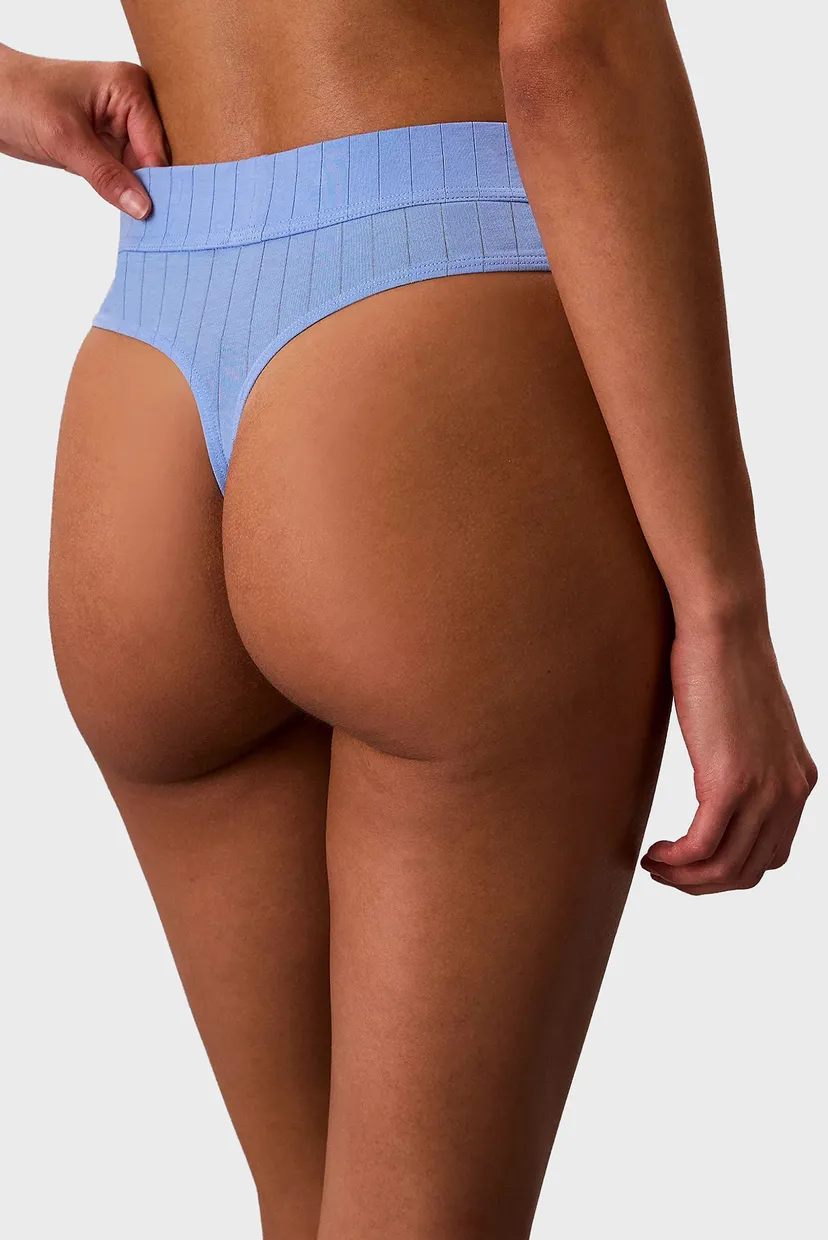 Женские голубые трусики THONG 5