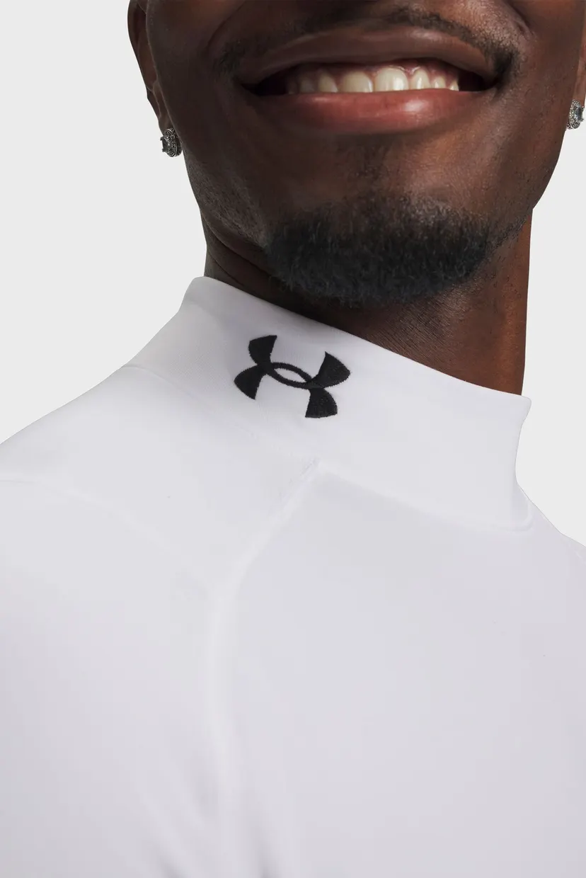 Мужской белый термореглан UA CG Armour Fitted Mock-WHT 3