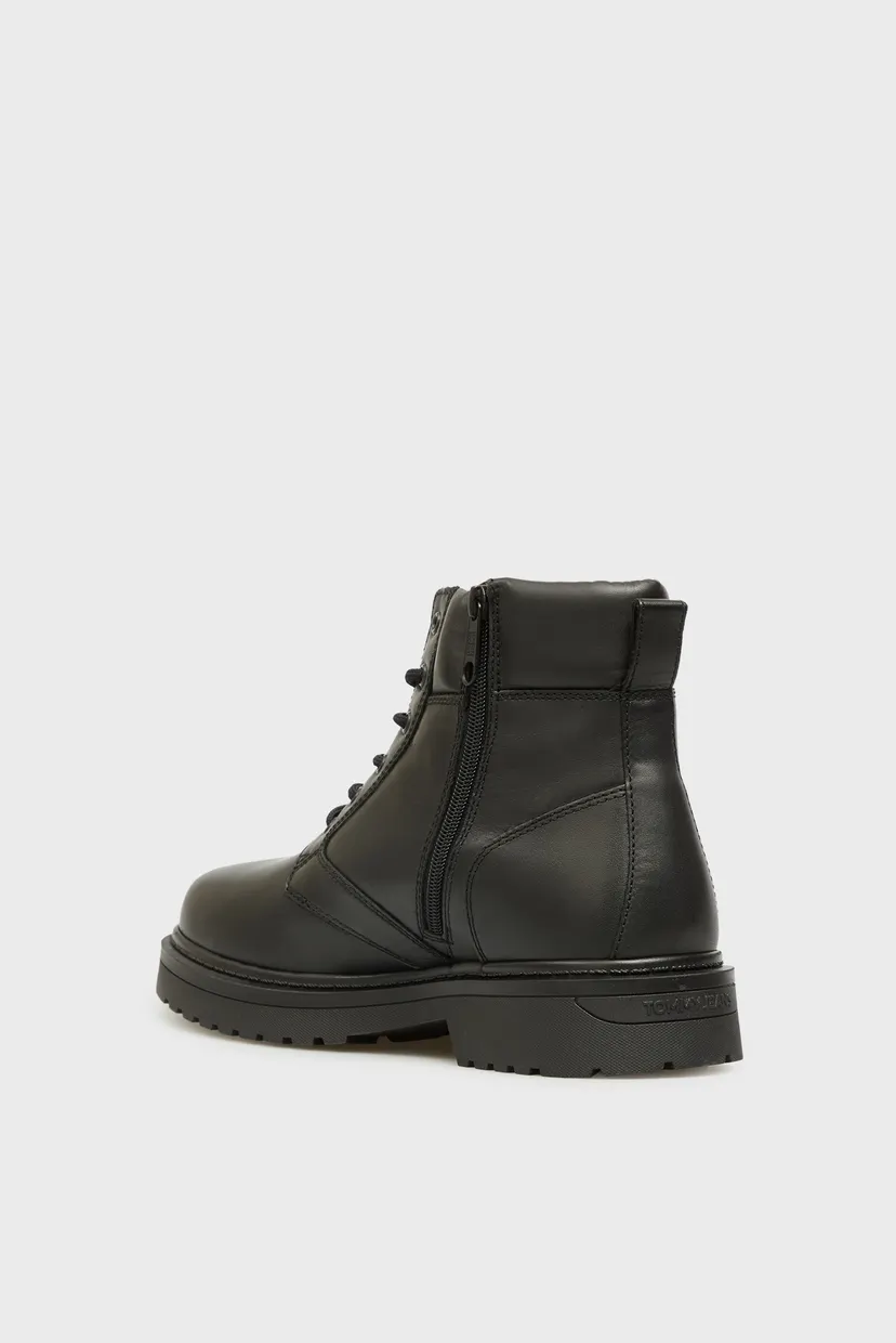 Мужские черные кожаные ботинки LACE UP 5