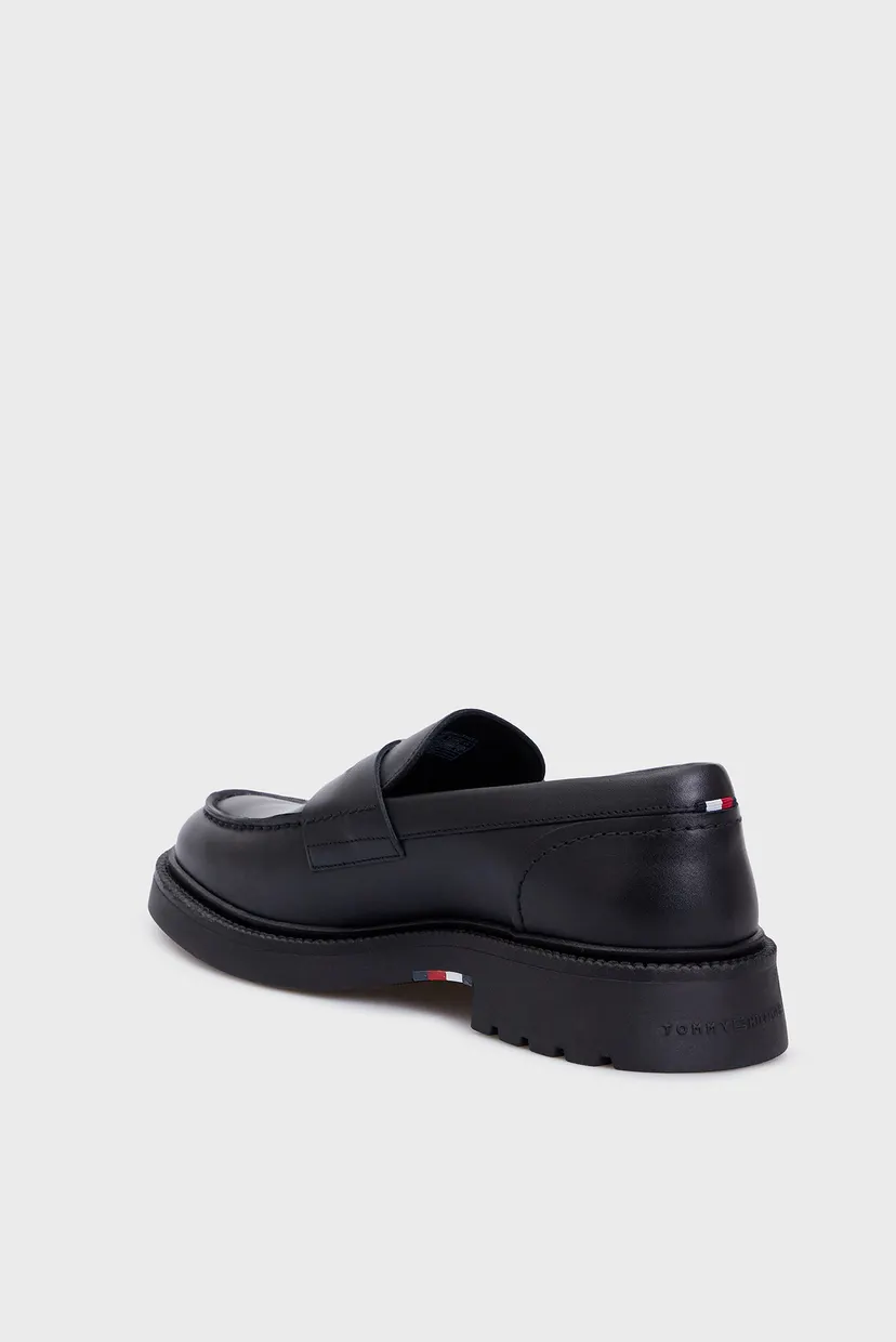 Мужские черные кожаные лоферы HILFIGER COMFORT LWT LTH LOAFER 5