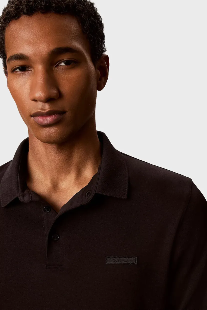 Мужское черное поло SLIM SUPIMA LOGO PATCH 4
