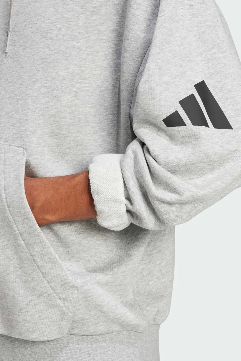 Мужское светло-серое худи Essentials Loose-Fit 3 Bar Logo French Terry 5