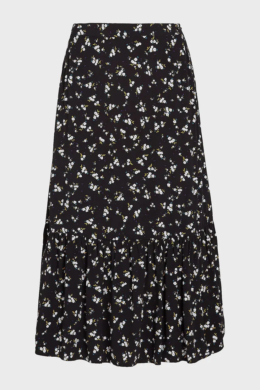 Жіноча чорна спідниця з візерунком TJW FLORAL RUFFLE MIDI SKIRT EXT 5