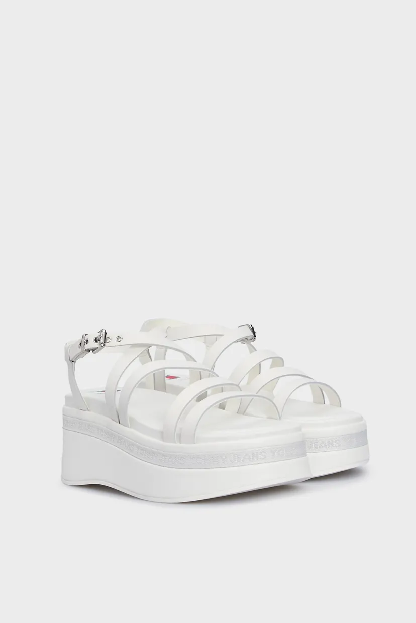 Женские белые кожаные босоножки TJW STRAPPY WEDGE SANDAL 3