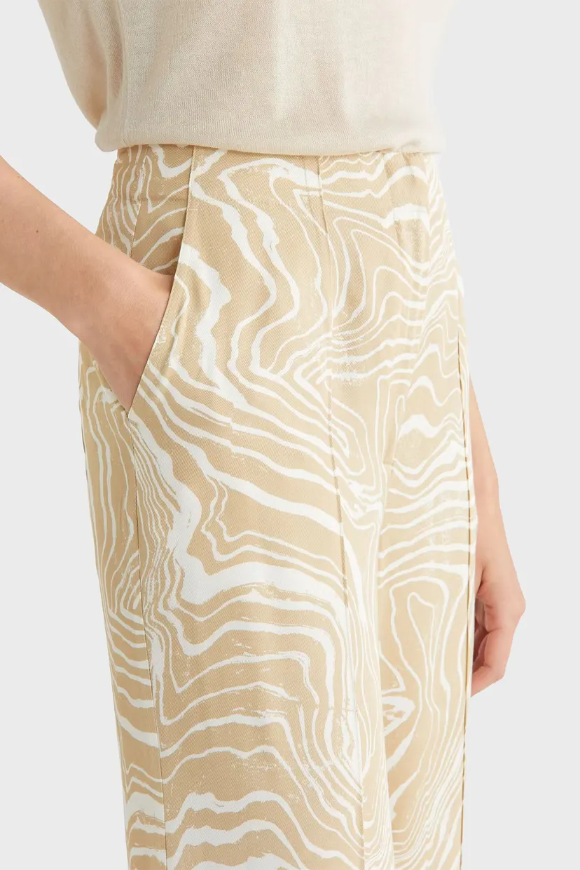 Жіночі бежеві брюки з візерунком WAVE PRINT WIDE LEG 4