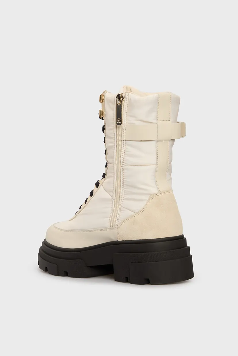 Жіночі білі черевики BIKER LEATHER MIX LACE-UP 5