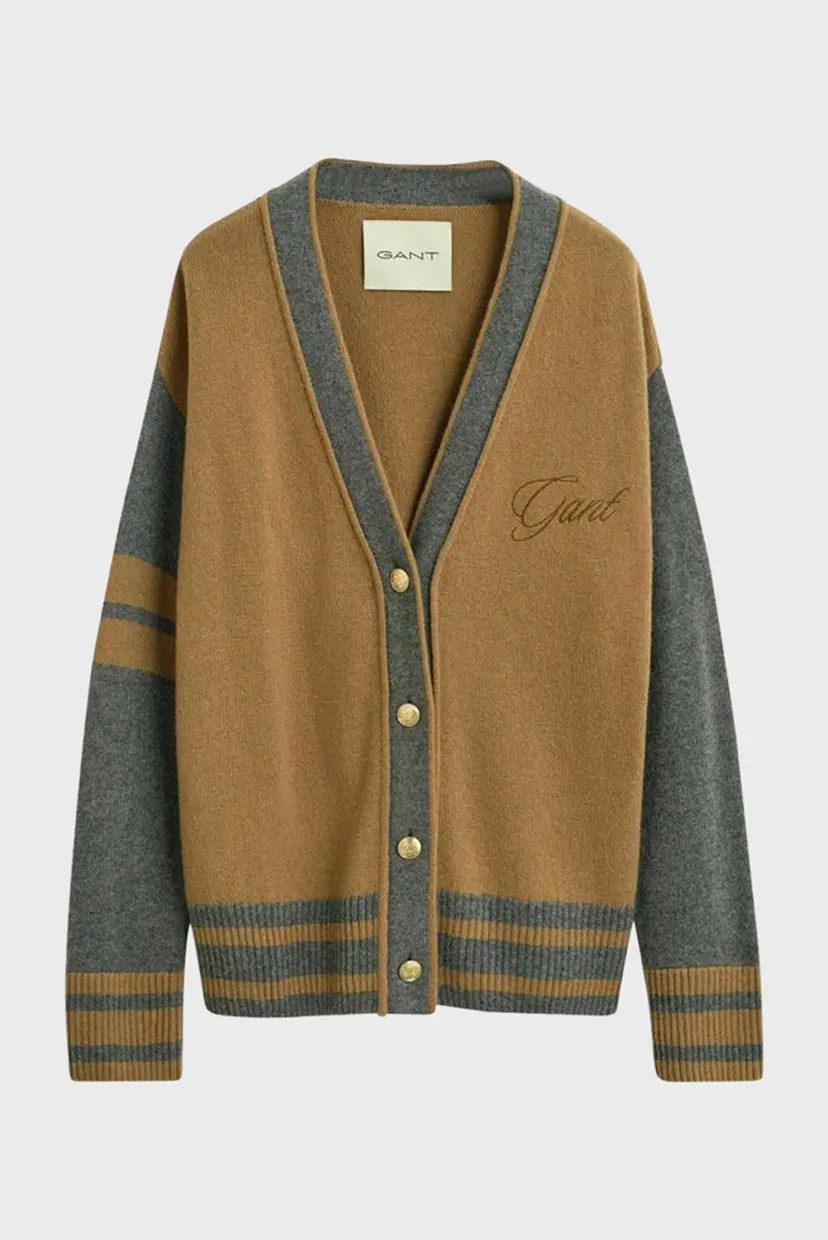 Жіночий бежевий вовняний кардиган VARSITY 5
