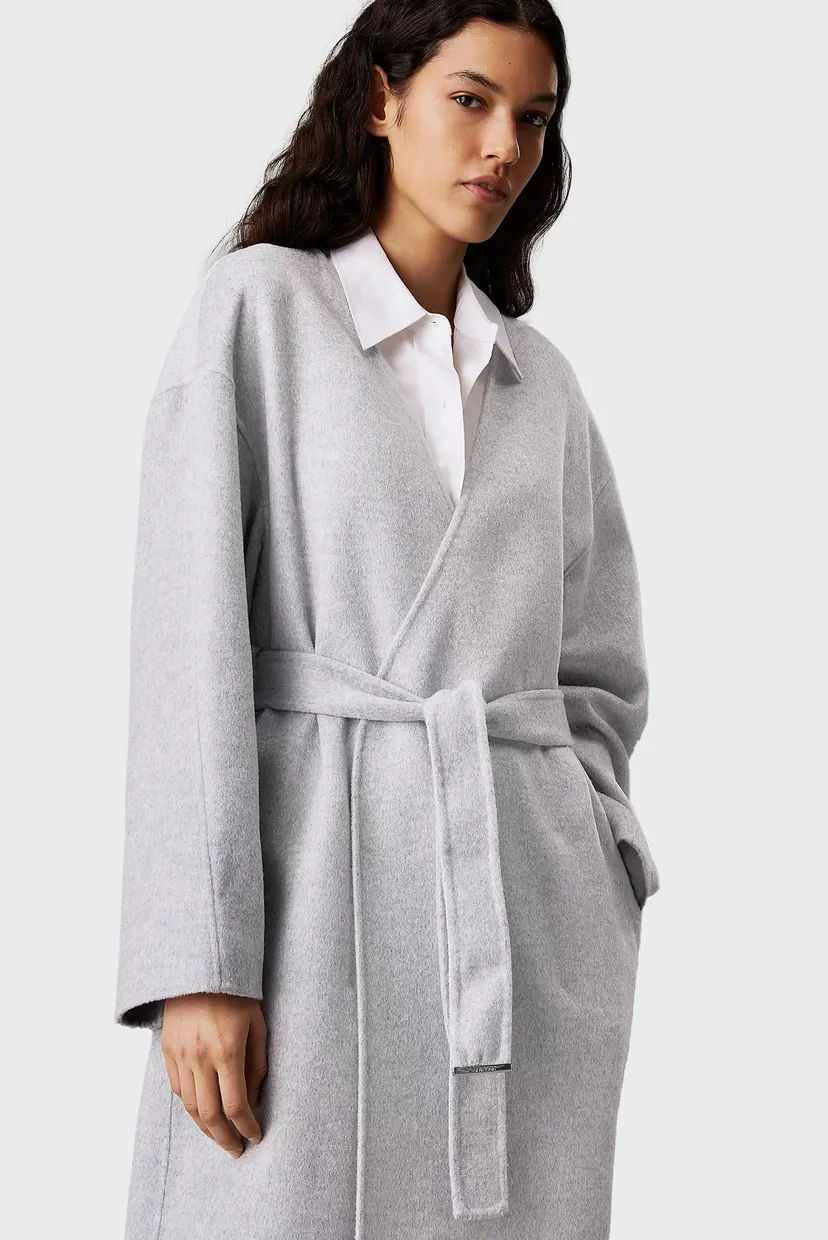 Женское светло-серое шерстяное пальто DF WOOL COAT 3