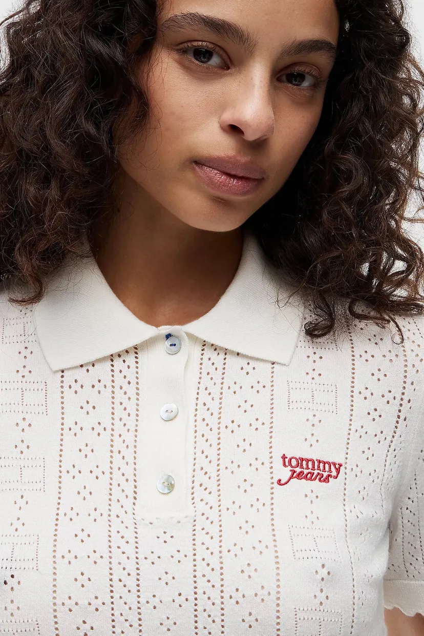 Жіноче біле поло POINTELLE POLO SWEATER 4