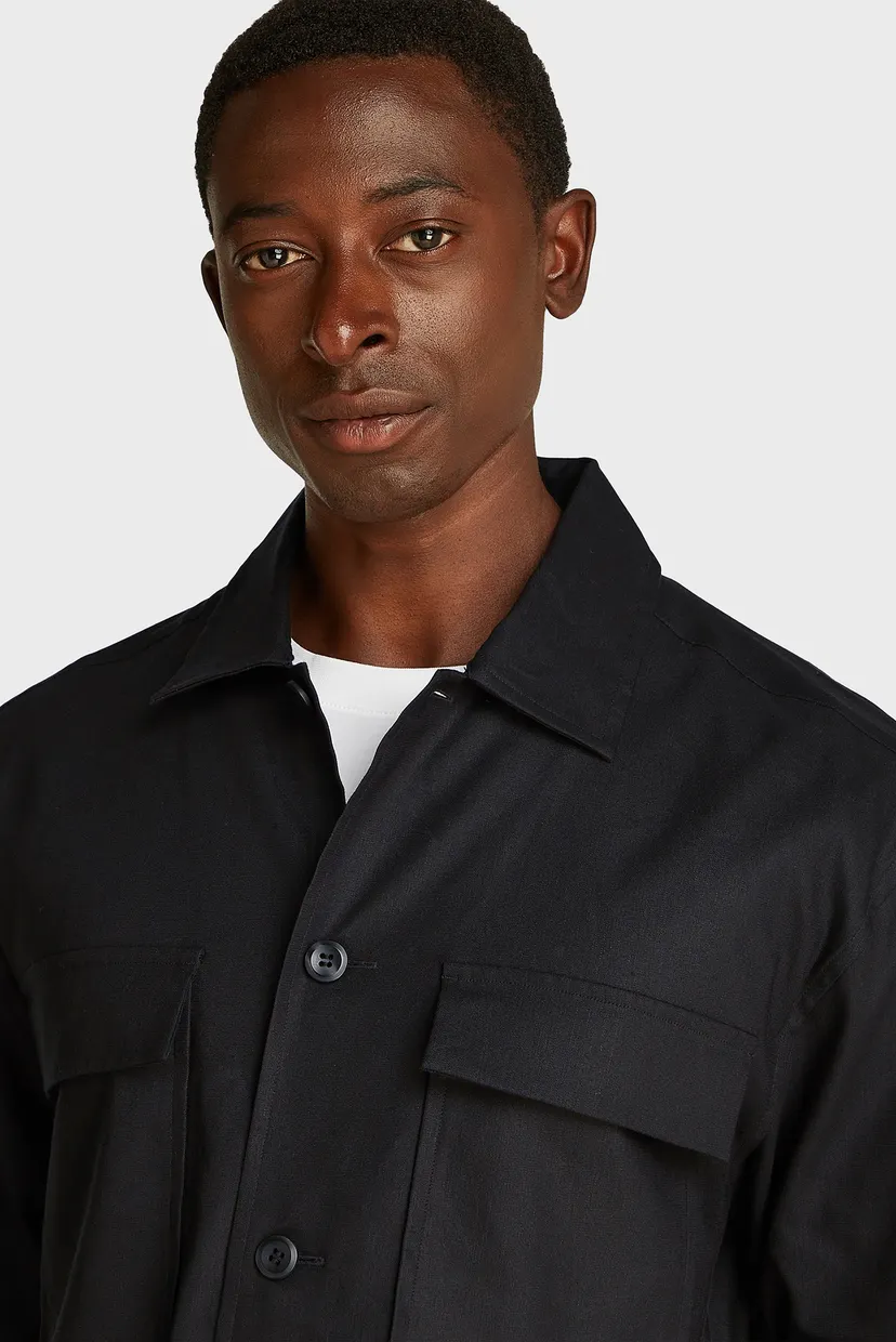 Мужская черная рубашка STRETCH OVERSHIRT 4
