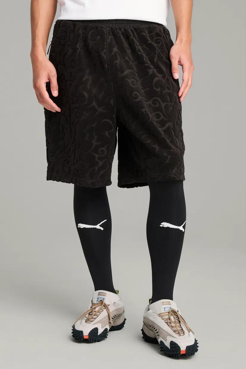 Чорні шорти з візерунком PUMA x ARIES Towelling Shorts Unisex