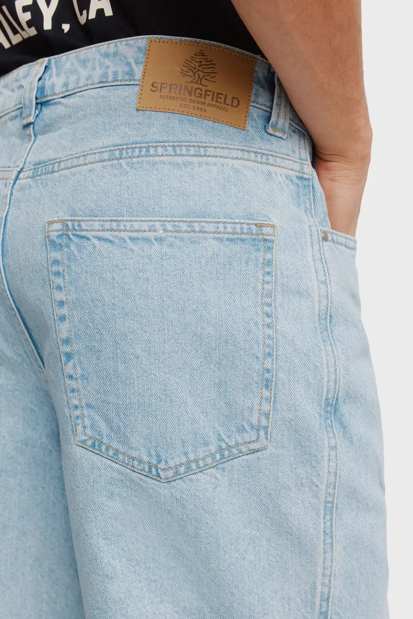 Мужские голубые джинсовые шорты straight fit 6