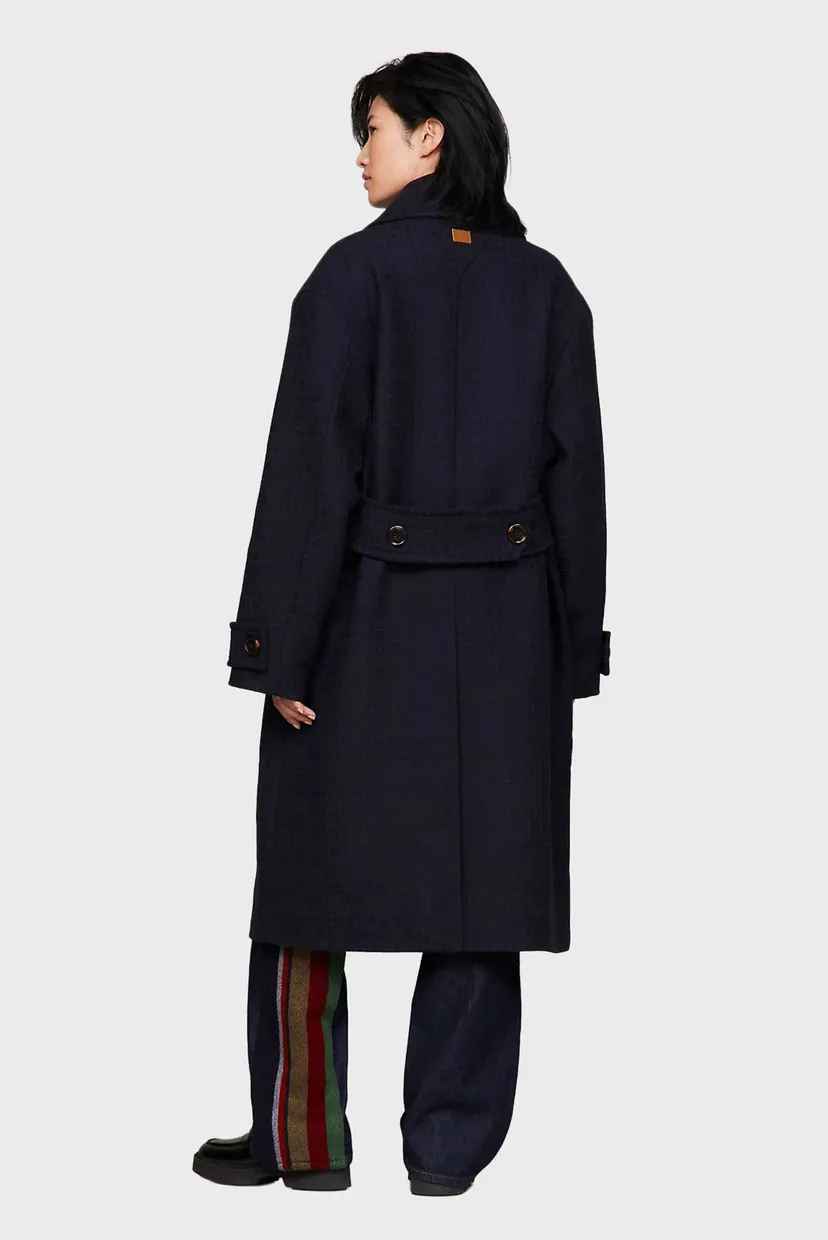 Темно-синее пальто с узором Tommy x Pendleton (унисекс) 4