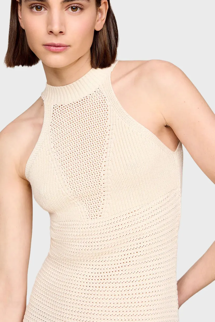 Женское бежевое платье CROCHET MIDI DRESS 3