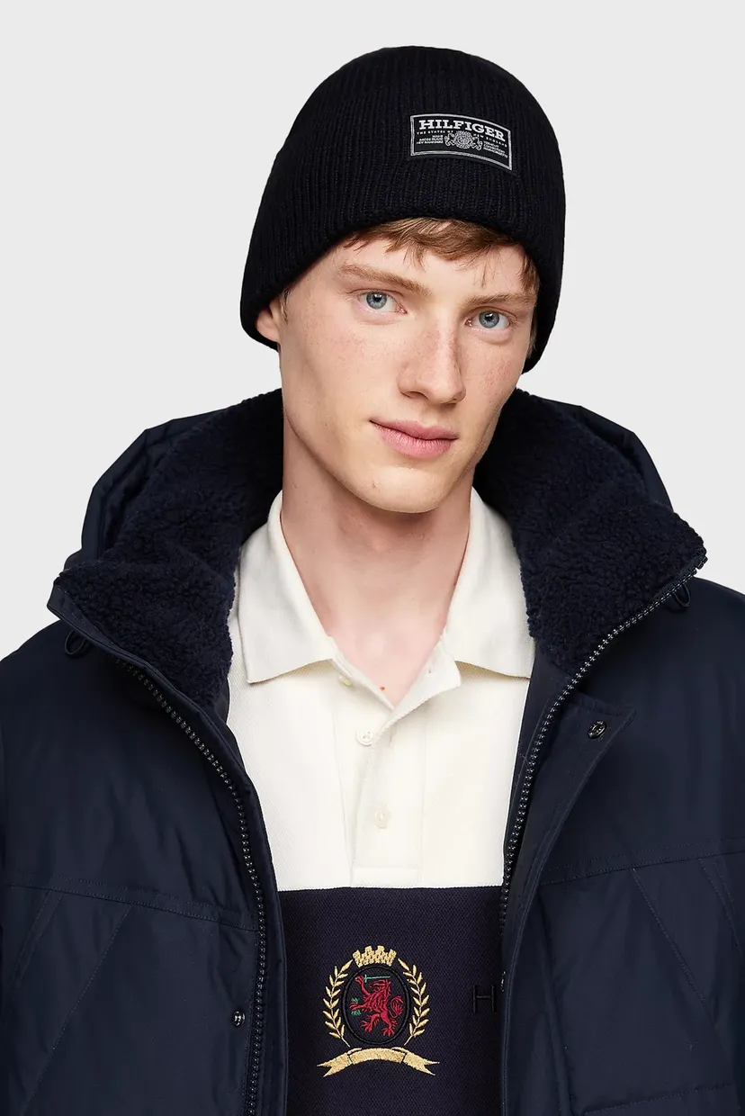 Чоловіча темно-синя вовняна шапка TH MONOTYPE OUTDOOR WOOL BEANIE 2