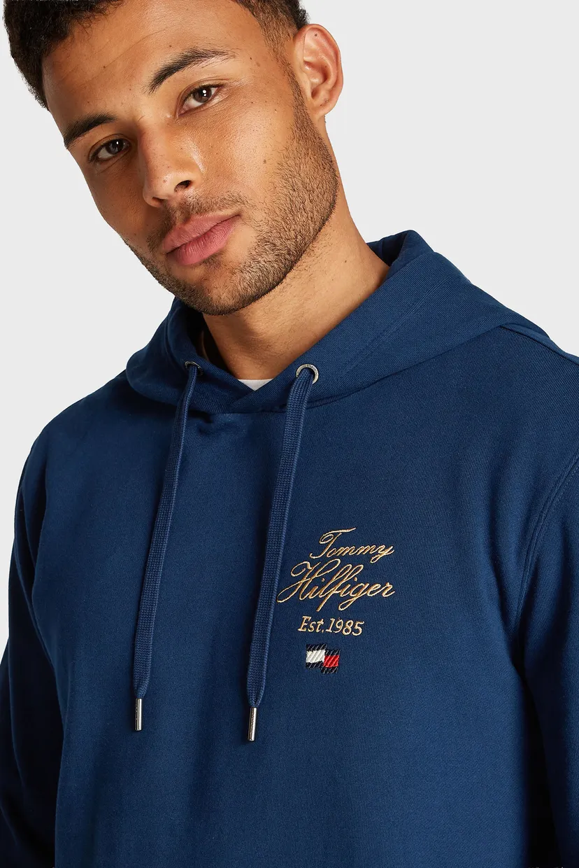 Мужское синее худи SCRIPT HILFIGER STACK HOODY 4