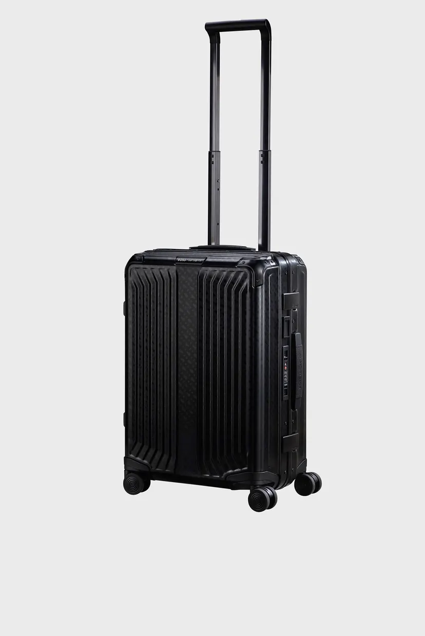 Черный чемодан 55 см LITE-BOX ALU / BOSS GRAPHITE MONOGRAM 5