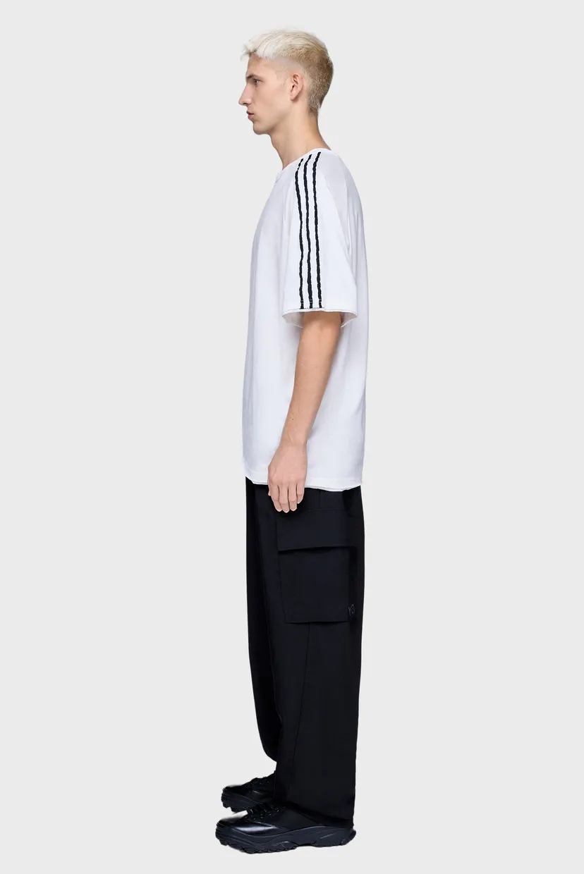 Белая футболка Y-3 RAW EDGE 3 STRIPES SHORT SLEEVE (унисекс) 4