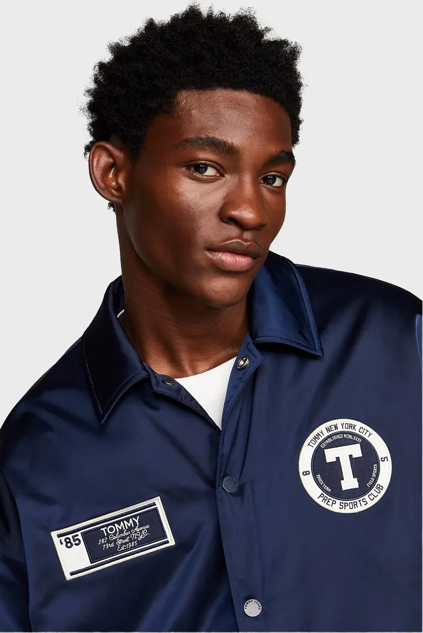 Мужская темно-синяя куртка TJCU LONG VARSITY COACH 4