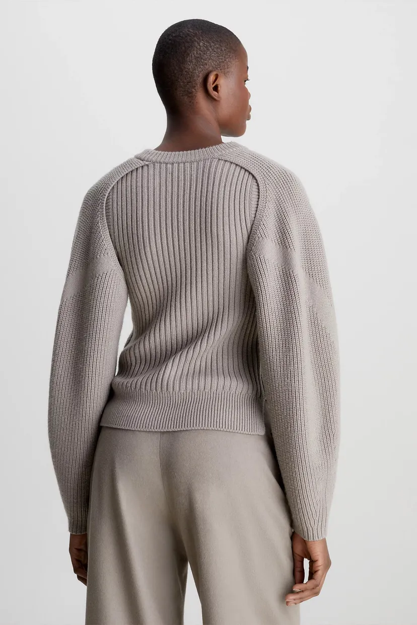 Женский бежевый шерстяной свитер SOFT WOOL RIB CUT OUT 3