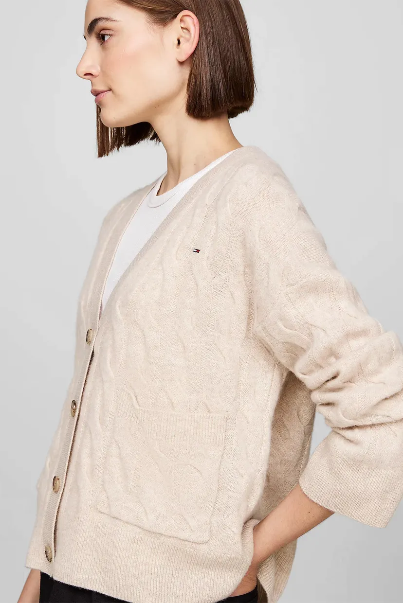 Жіночий бежевий вовняний кардиган SOFT WOOL CABLE 4