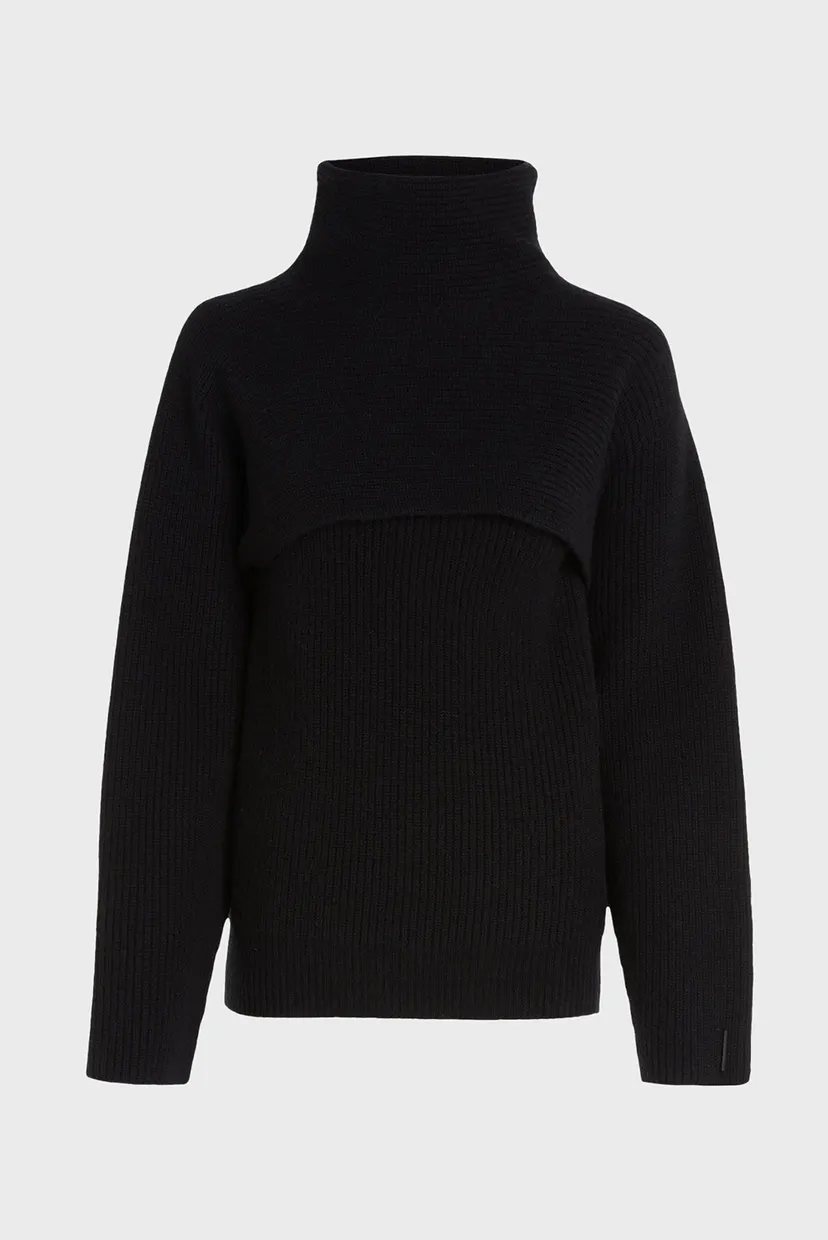 Жіночий чорний вовняний светр RECYCLED WOOL OVERLAY 3