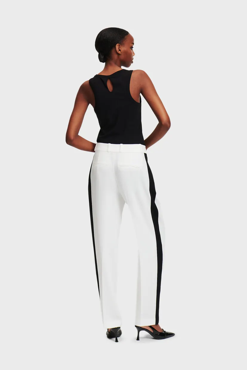 Женские белые брюки contrast panel tailored pants 4