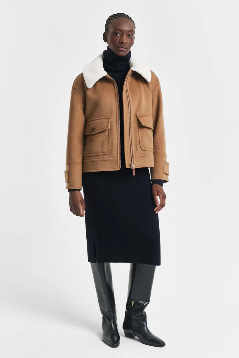Женское темно-синее шерстяное платье DETAIL TURTLENECK DRESS 5