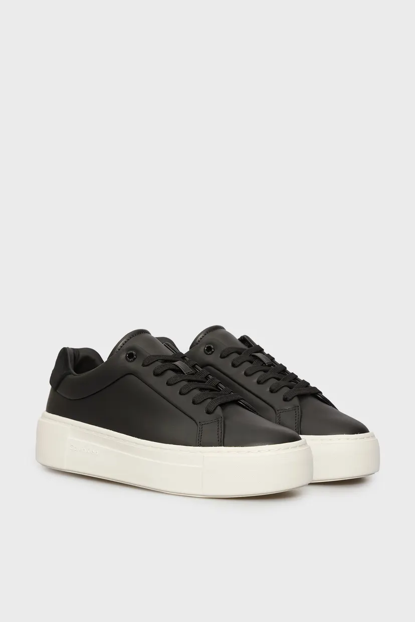 Женские черные кожаные сникерсы CUPSOLE 3