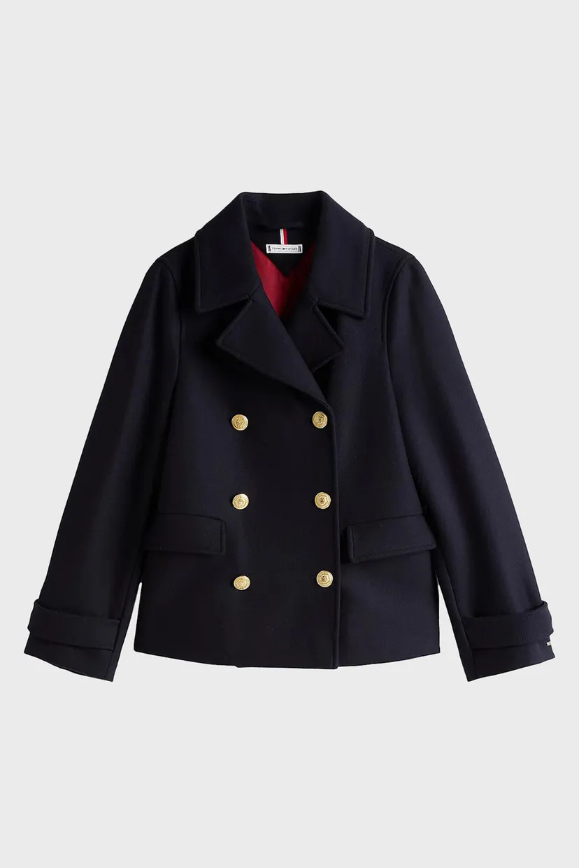 Женское темно-синее шерстяное пальто WOOL BLEND DB PEACOAT 5