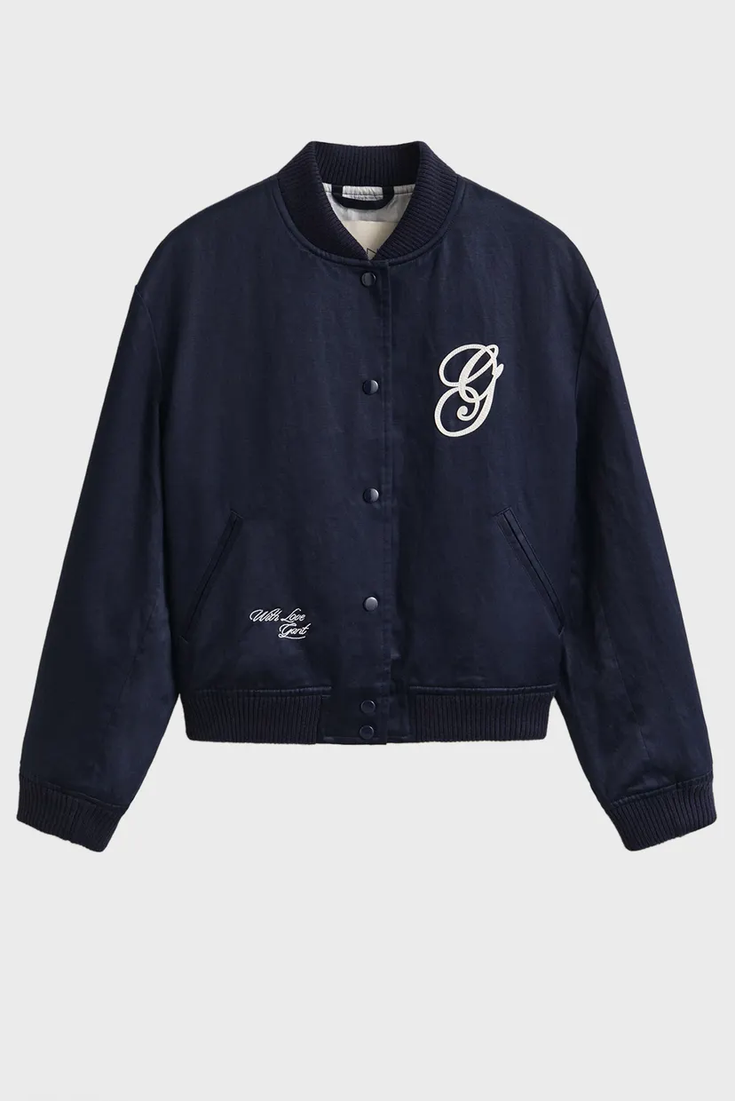 Жіночий темно-синій бомбер SATIN VARSITY 6